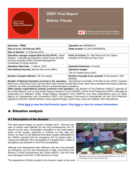 DREF Final Report Bolivia: Floods