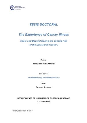 The Experience of Cancer Illness. Spain and Beyond During The
