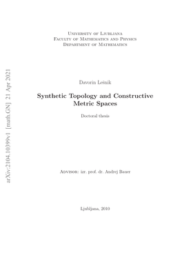 Synthetic Topology and Constructive Metric Spaces