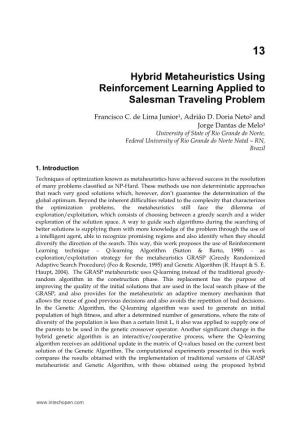Hybrid Metaheuristics Using Reinforcement Learning Applied to Salesman Traveling Problem