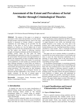 Assessment of the Extent and Prevalence of Serial Murder Through Criminological Theories