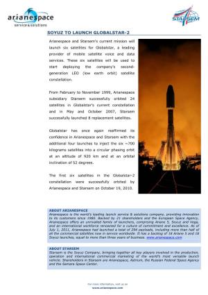 Soyuz to Launch Globalstar-2
