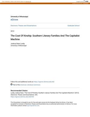 The Cost of Kinship: Southern Literary Families and the Capitalist Machine