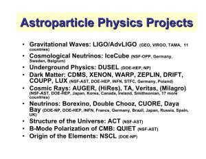 Astroparticle Physics Projects
