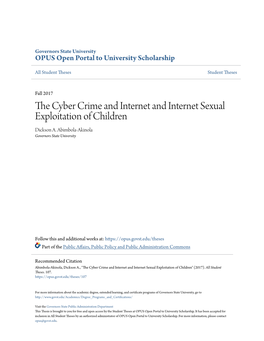 The Cyber Crime and Internet and Internet Sexual Exploitation Of