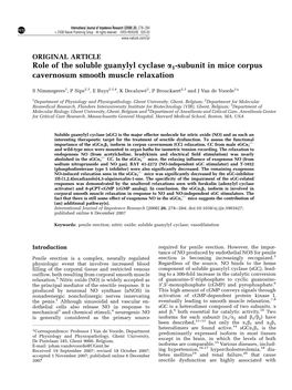 Role of the Soluble Guanylyl Cyclase A1-Subunit in Mice Corpus Cavernosum Smooth Muscle Relaxation