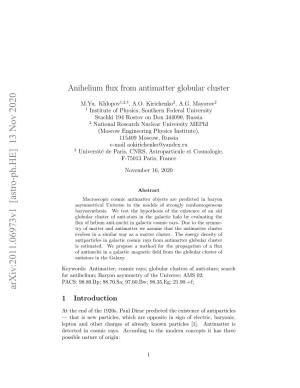 Anihelium Flux from Antimatter Globular Cluster