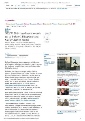 SXSW 2014: Audience Awards Go to Before I Disappear and César Chávez Biopic | Film | Theguardian.Com