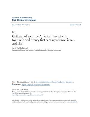 The American Jeremiad in Twentieth and Twenty-First Century Science Fiction and Film Joseph Franklin Brown Jr