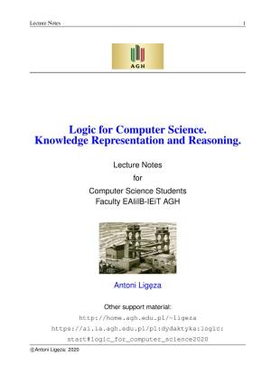 Logic for Computer Science. Knowledge Representation and Reasoning