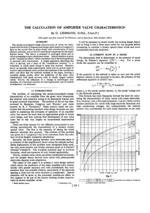THE CALCULATION of AMPLIFIER VALVE CHARACTERISTICS* by G