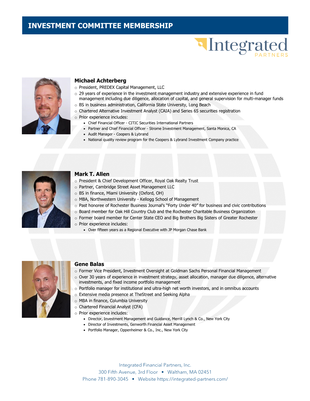 Integrated Investment Committee