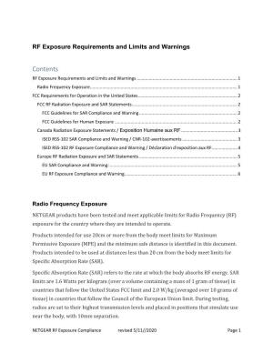 RF Exposure Requirements and Limits and Warnings
