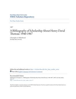 A Bibliography of Scholarship About Henry David Thoreau: 1940-1967 Christopher A