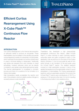 Efficient Curtius Rearrangement Using X-Cube Flash™ Continuous Flow Reactor