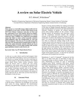 A Review on Solar Electric Vehicle