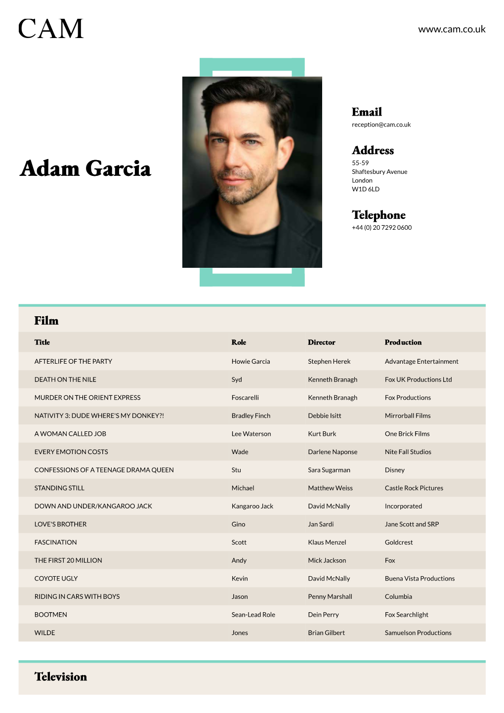 Adam Garcia Shaftesbury Avenue London W1D 6LD