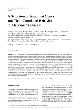 A Selection of Important Genes and Their Correlated Behavior in Alzheimer's Disease