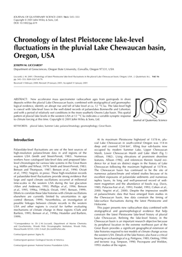 Chronology of Latest Pleistocene Lake-Level Fluctuations in the Pluvial