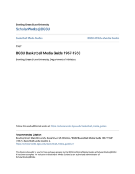 BGSU Basketball Media Guide 1967-1968