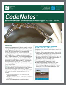 Backflow Preventers and Protection of Water Supply: 2015IPC and IRC