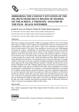 Mirroring the Conflict Situation of the Oil-Rich Niger Delta Region of Nigeria on the Screen: a Thematic Analysis of the Film - Black November