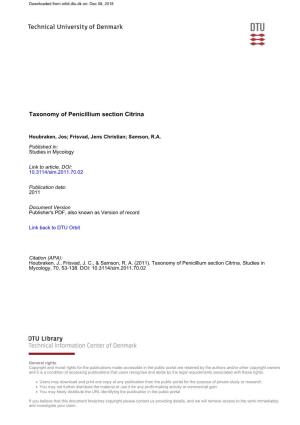 Taxonomy of Penicillium Section Citrina