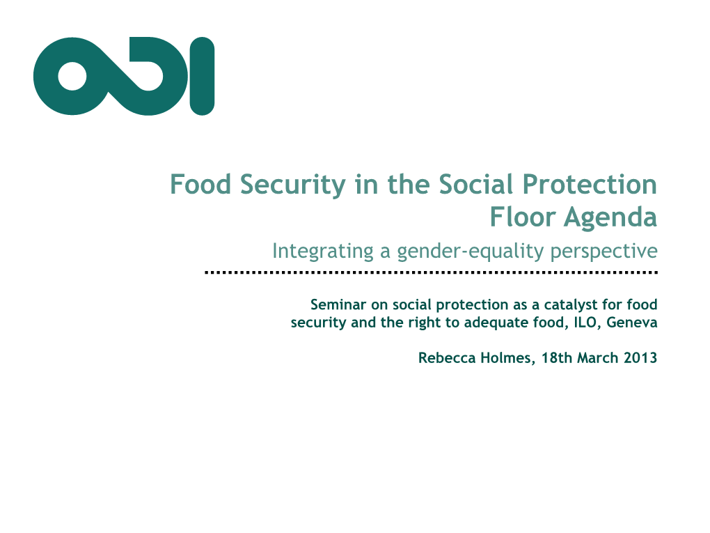 Food Security in the Social Protection Floor Agenda Integrating a Gender-Equality Perspective