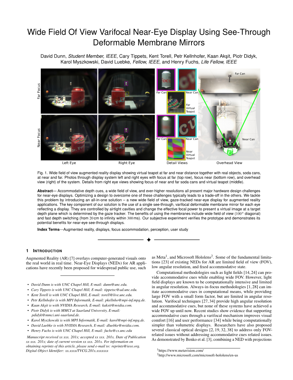 Wide Field of View Varifocal Near-Eye Display Using See-Through Deformable Membrane Mirrors