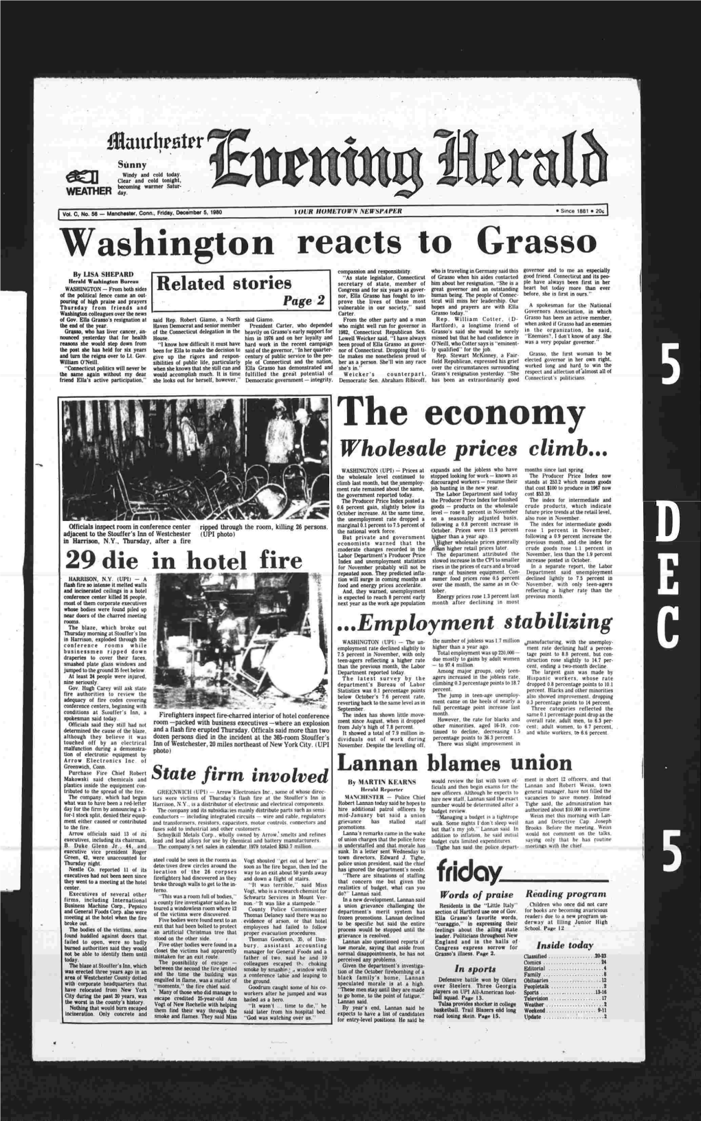 Washington Reacts to Grasso the Economy Frldoy