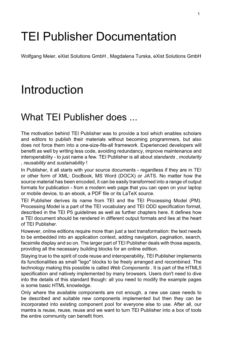 TEI Publisher Documentation Introduction