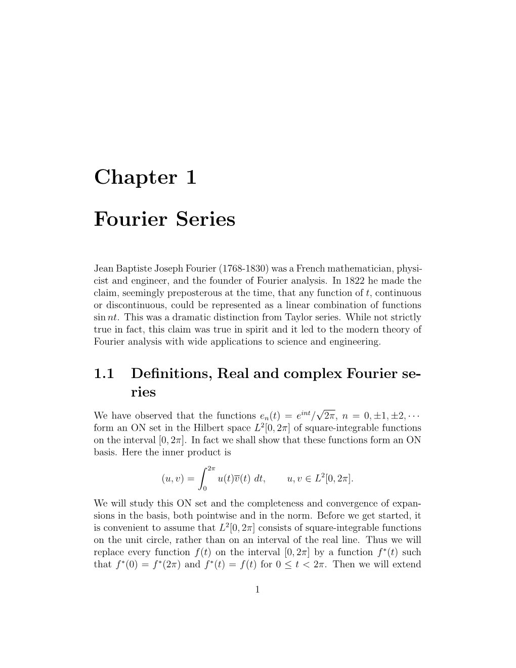 Chapter 1 Fourier Series