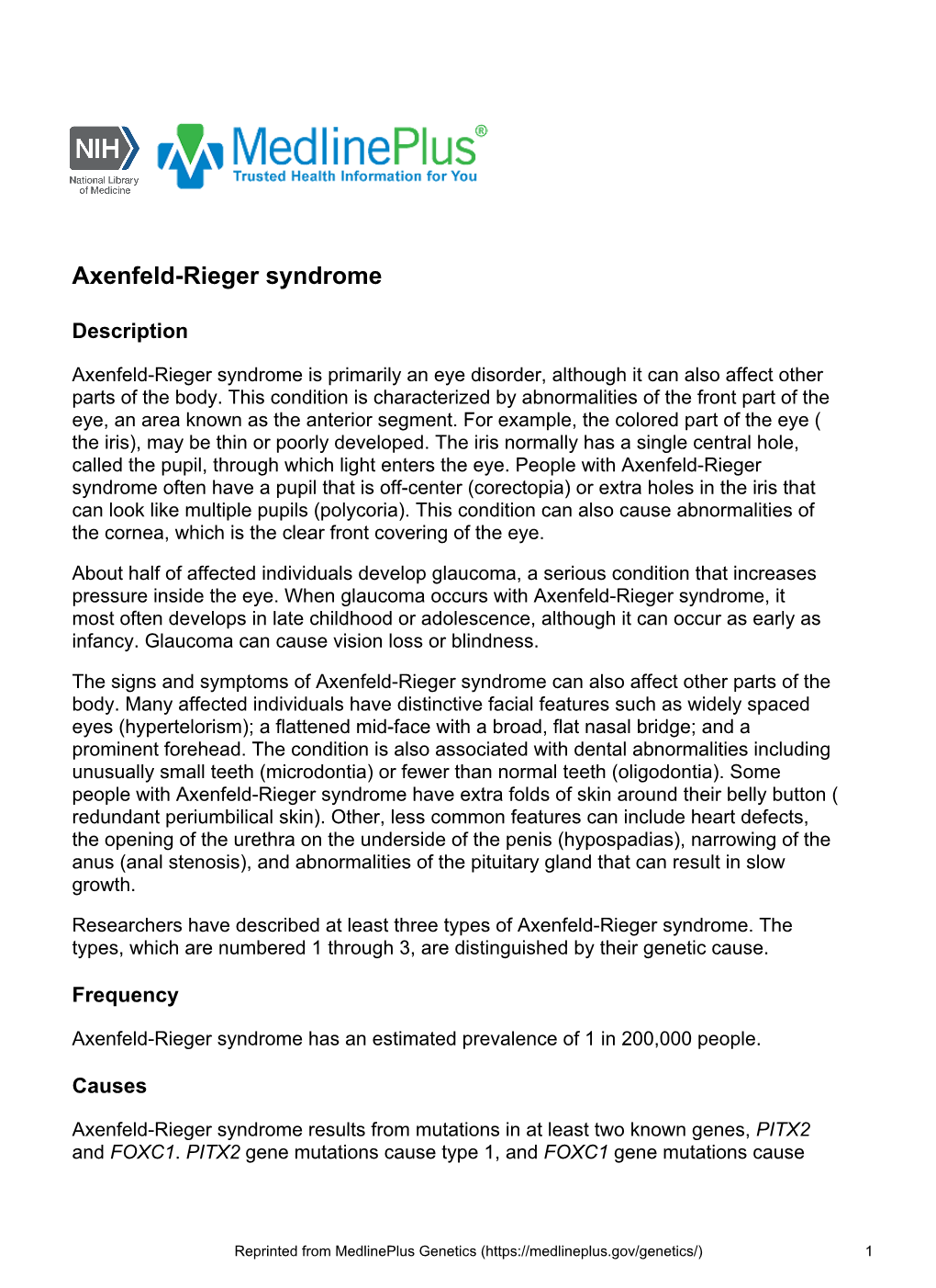 Axenfeld-Rieger Syndrome