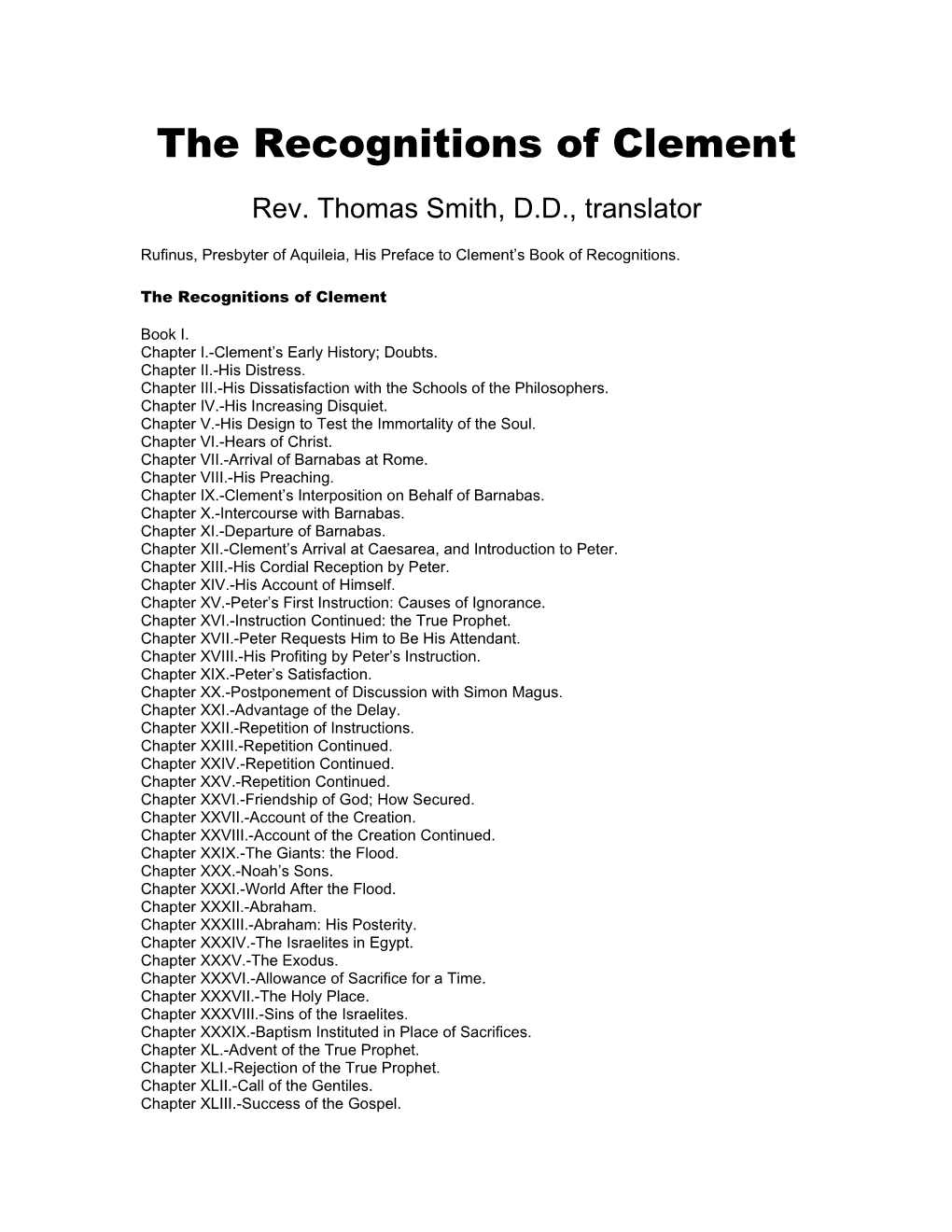 Introductory Notice to the Recognitions of Clement
