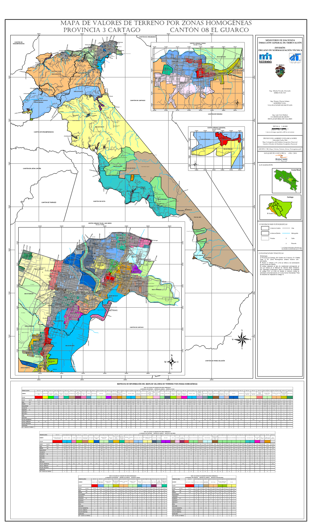 Mapa De Valores De Terreno Por Zonas Homogéneas Provincia 3 Cartago Cantón 08 El Guarco 535000 540000 545000 550000 555000