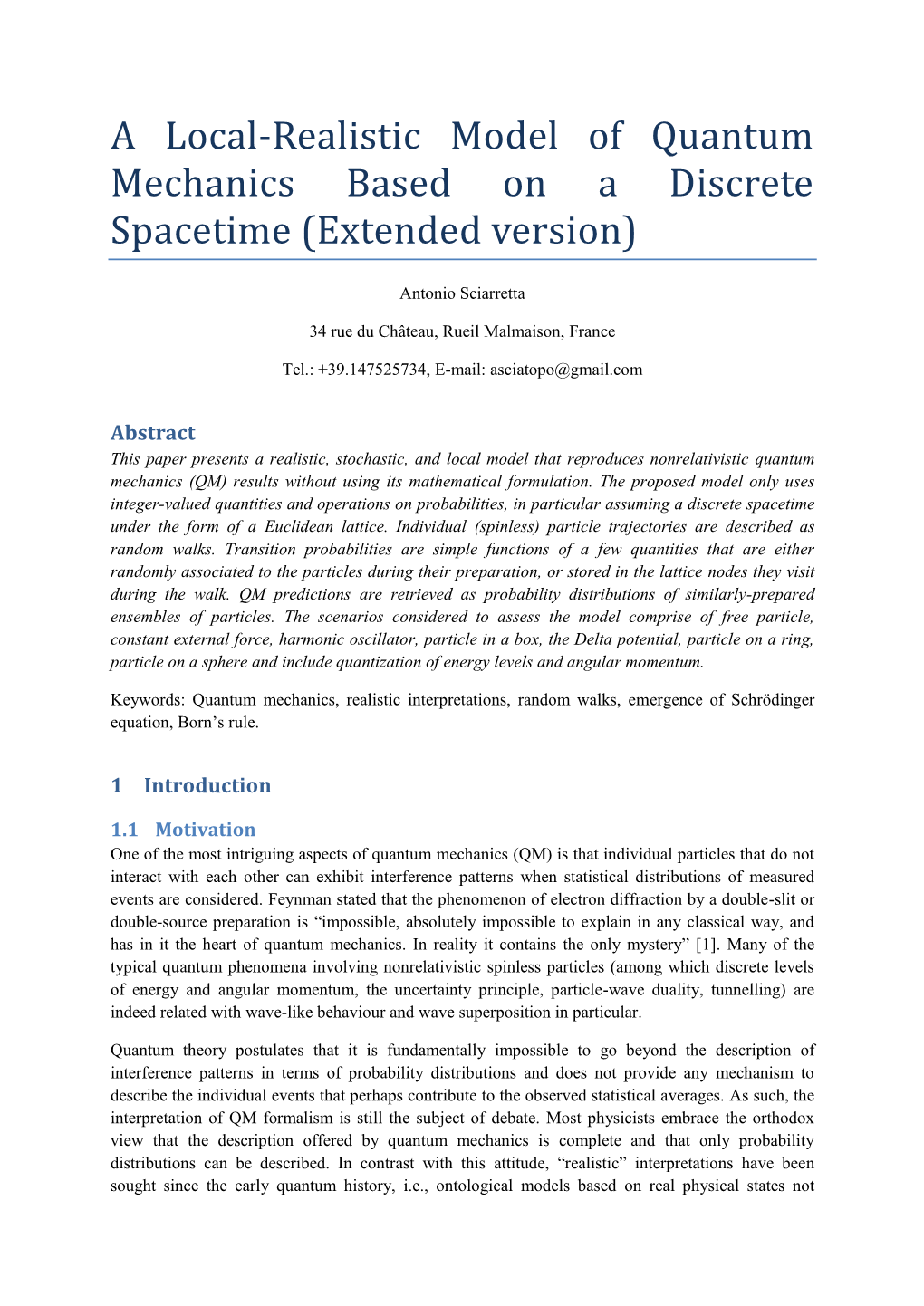 A Local-Realistic Model of Quantum Mechanics Based on a Discrete Spacetime (Extended Version)