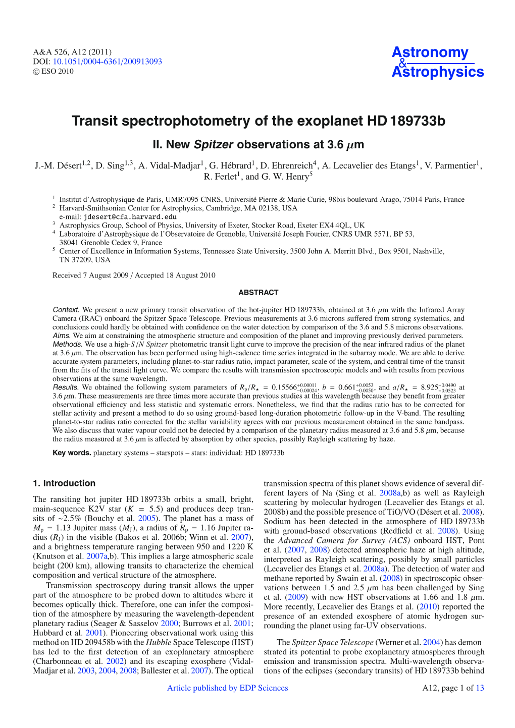 Transit Spectrophotometry of the Exoplanet HD 189733B II