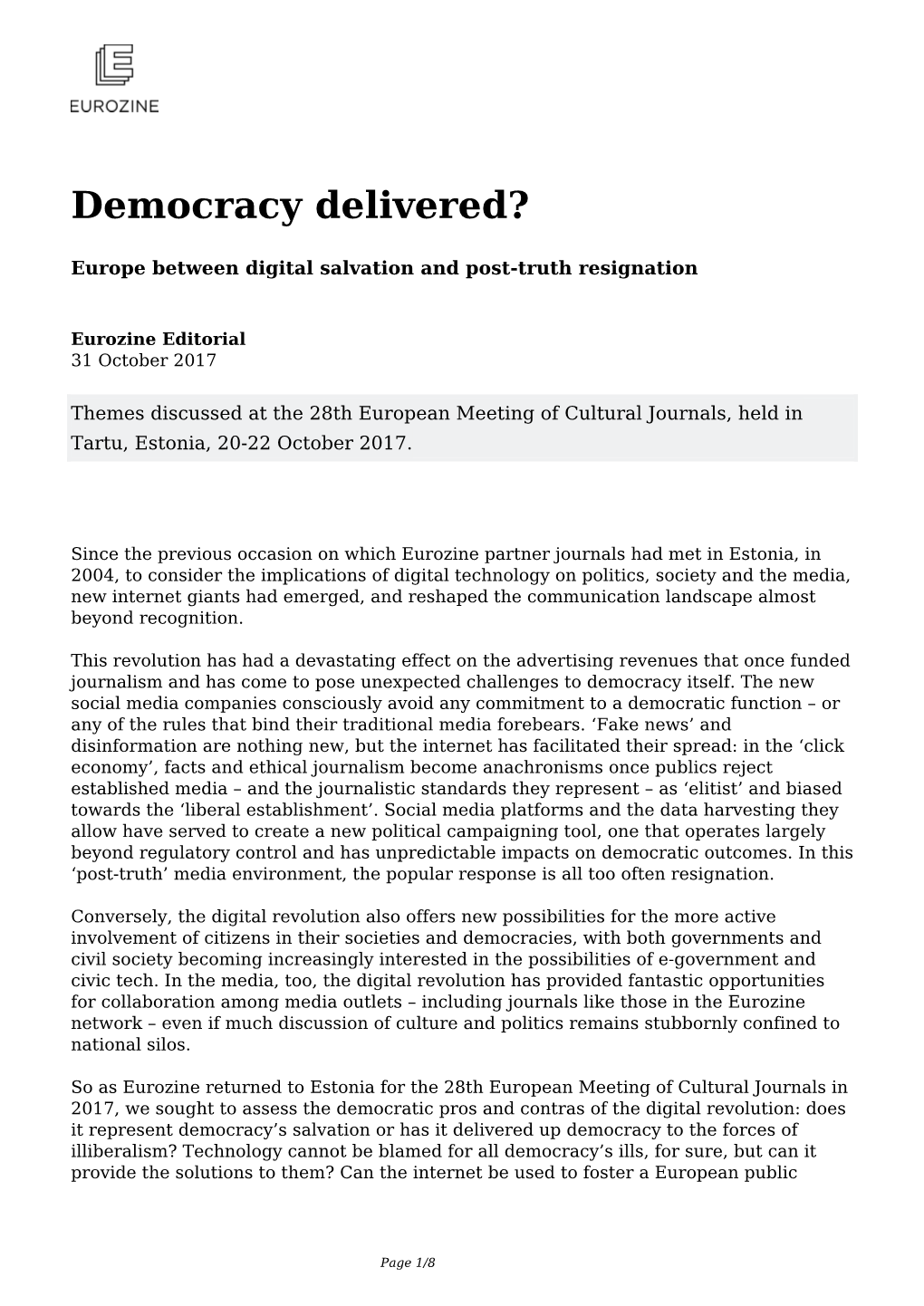 Democracy Delivered?