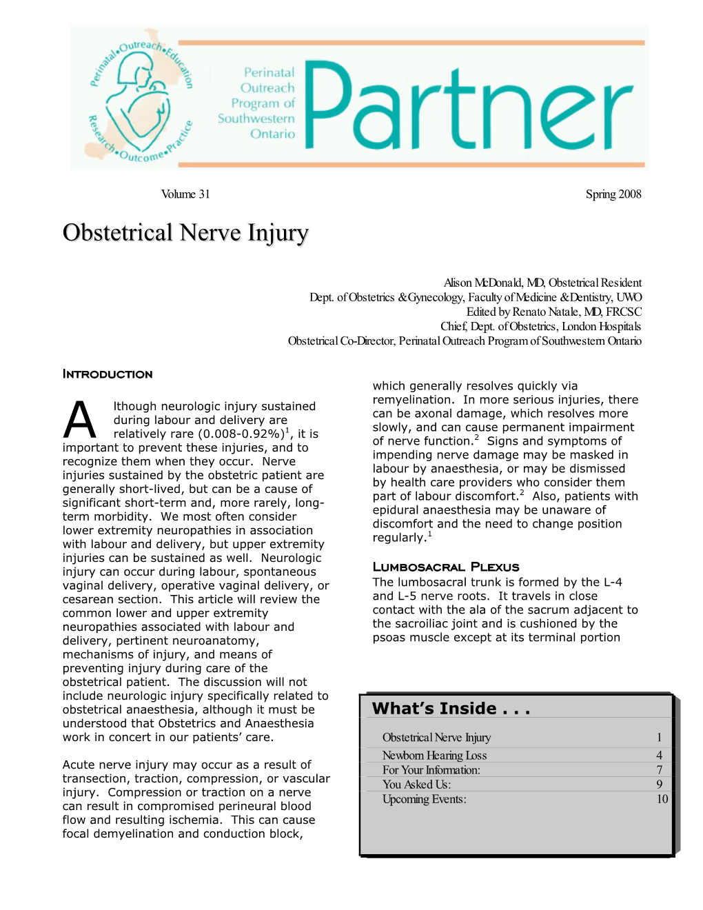 Obstetrical Nerve Injury