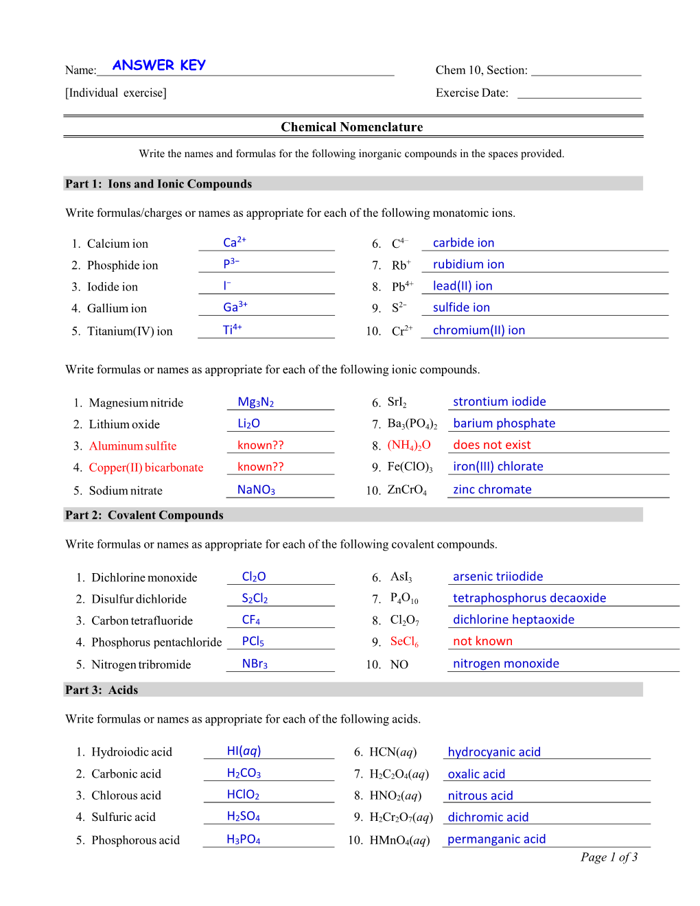 Chemical Nomenclature Ca2+ Carbide Ion Rubidium