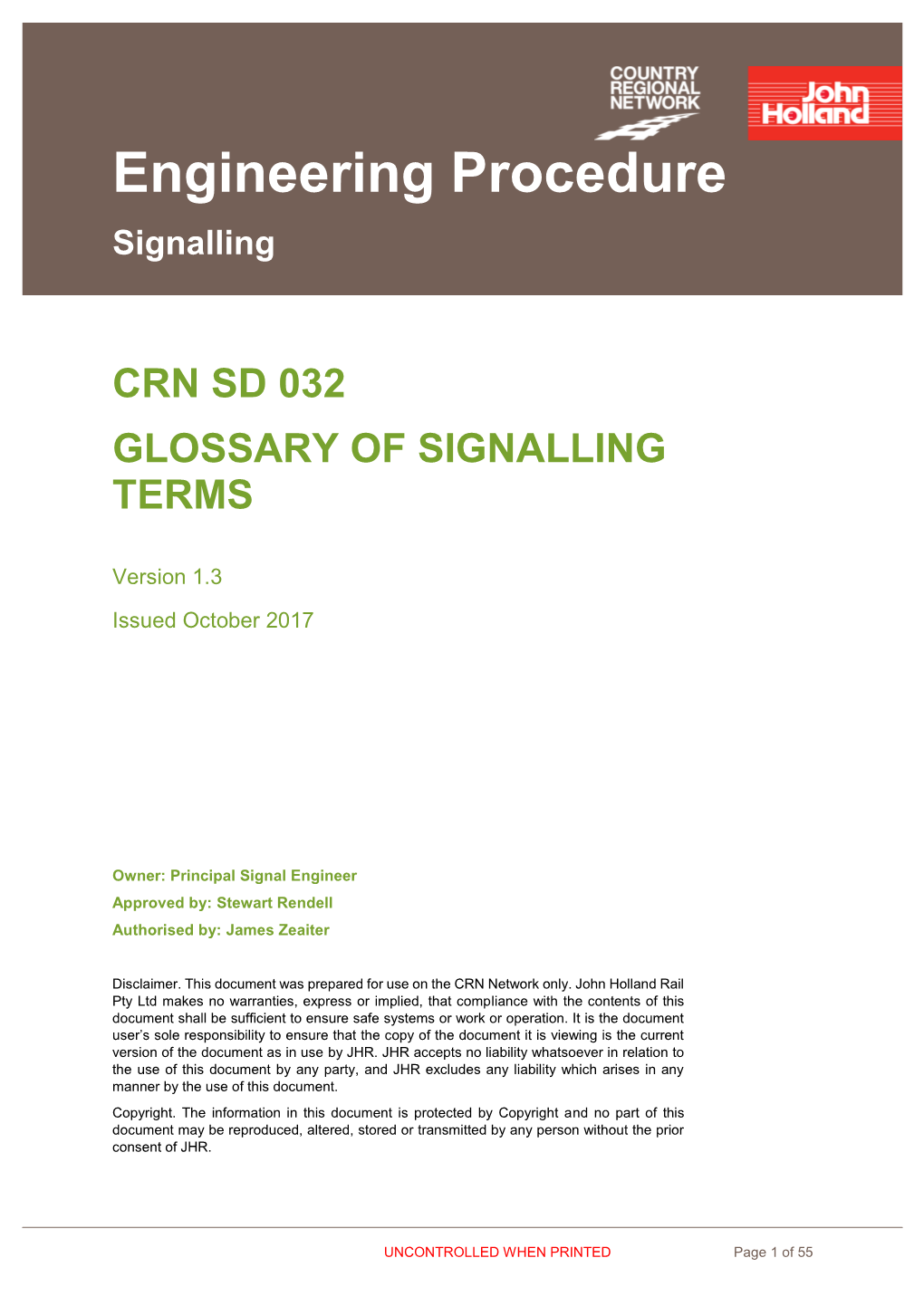 Engineering Procedure Signalling