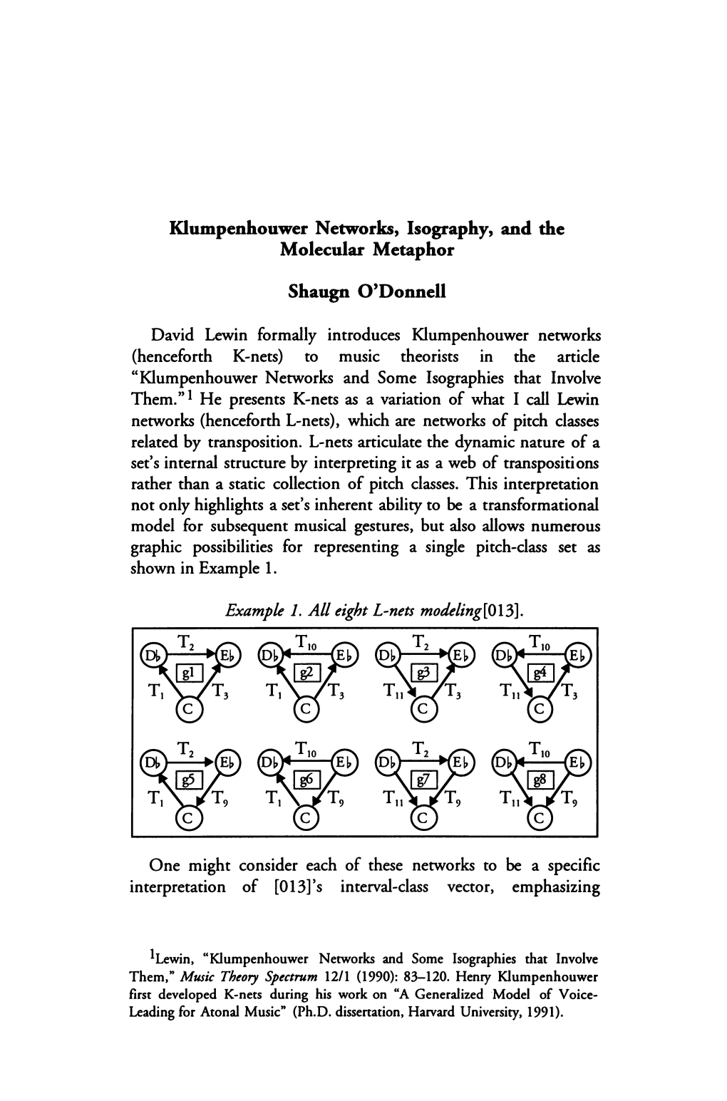 Klumpenhouwer Networks, Isography, and the Molecular Metaphor