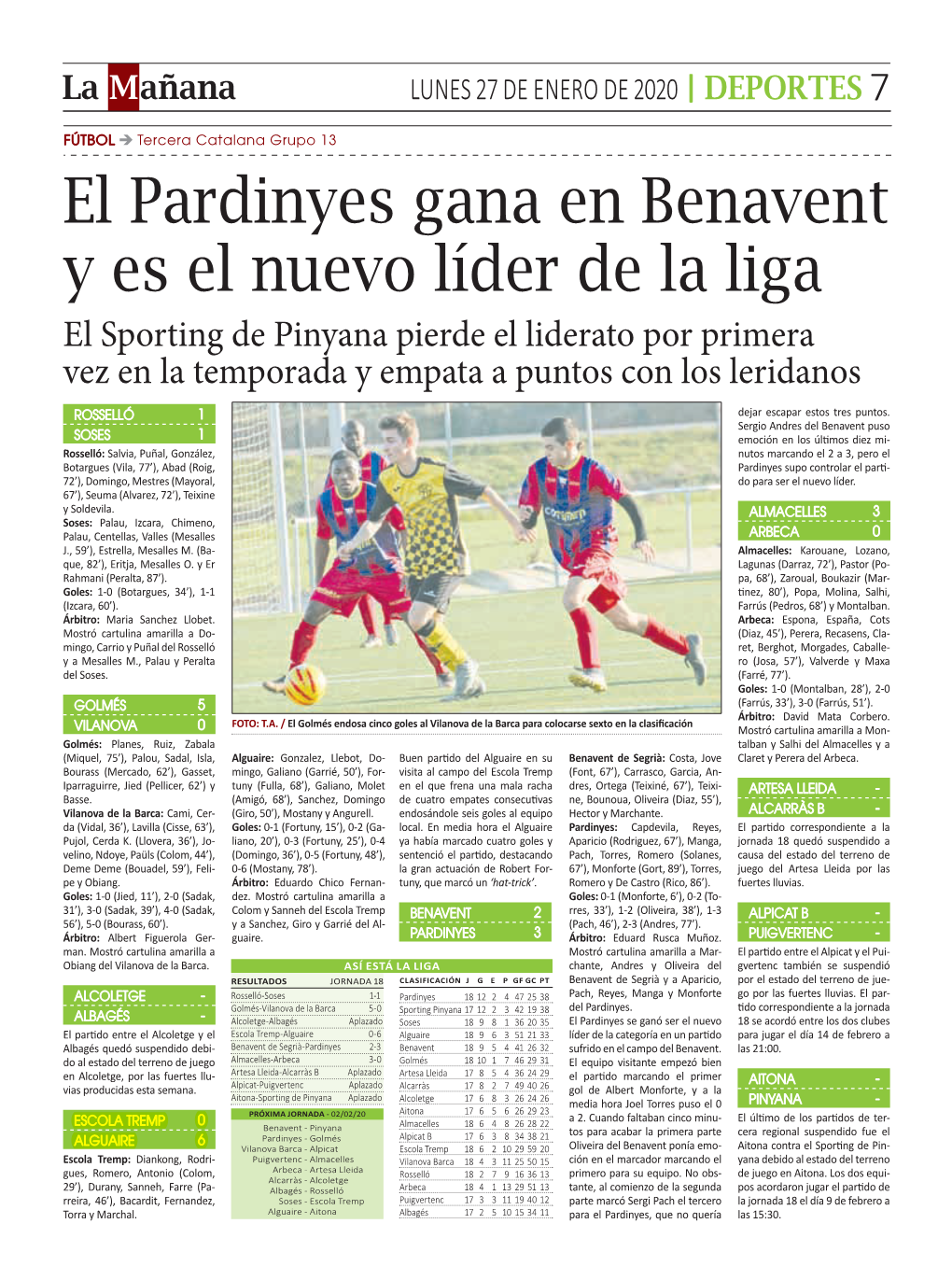 El Pardinyes Gana En Benavent Y Es El Nuevo Líder De La Liga