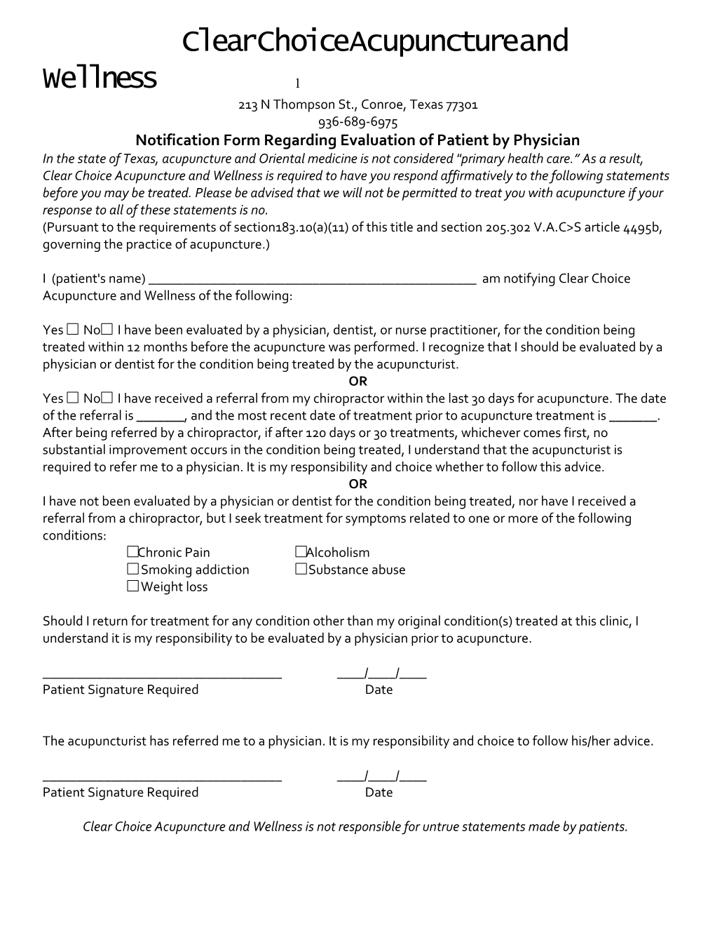 Patient Intake Form