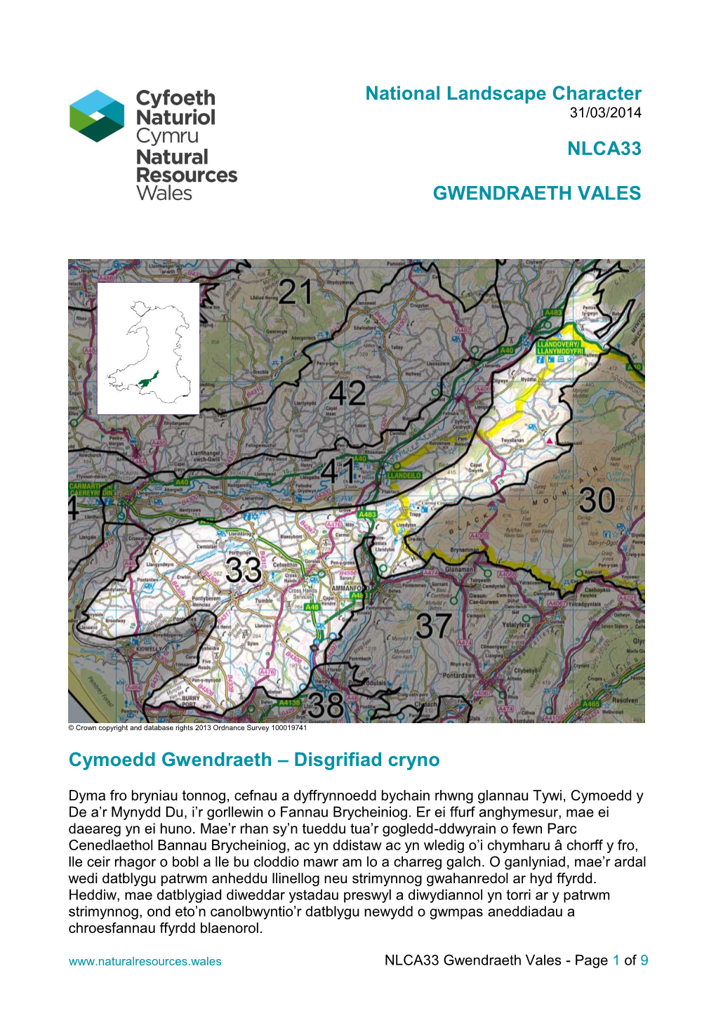 Cymoedd Gwendraeth – Disgrifiad Cryno