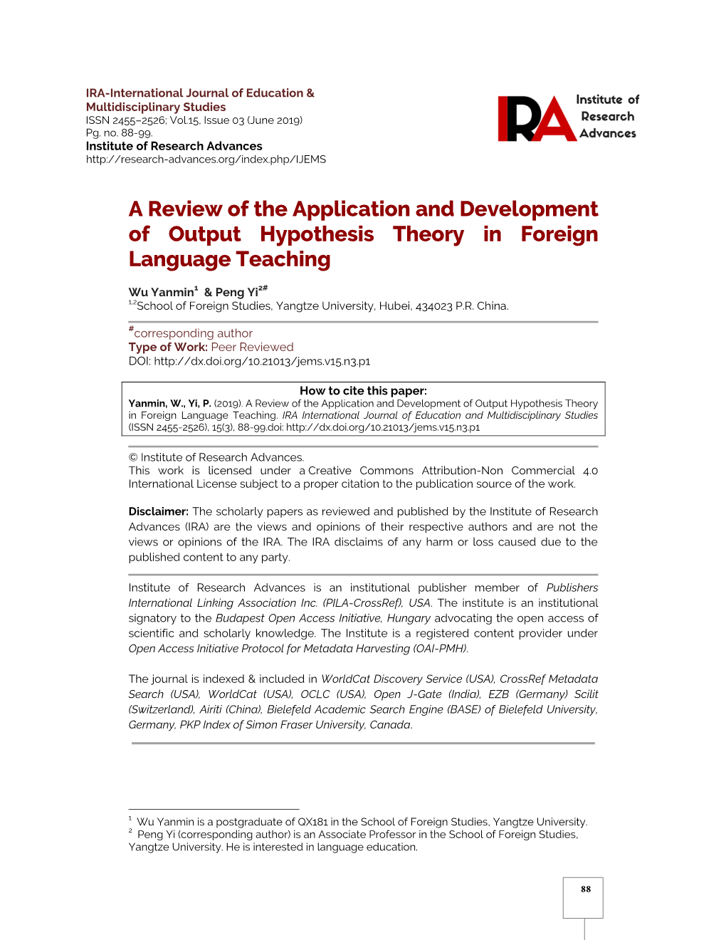 A Review of the Application and Development of Output Hypothesis Theory in Foreign Language Teaching