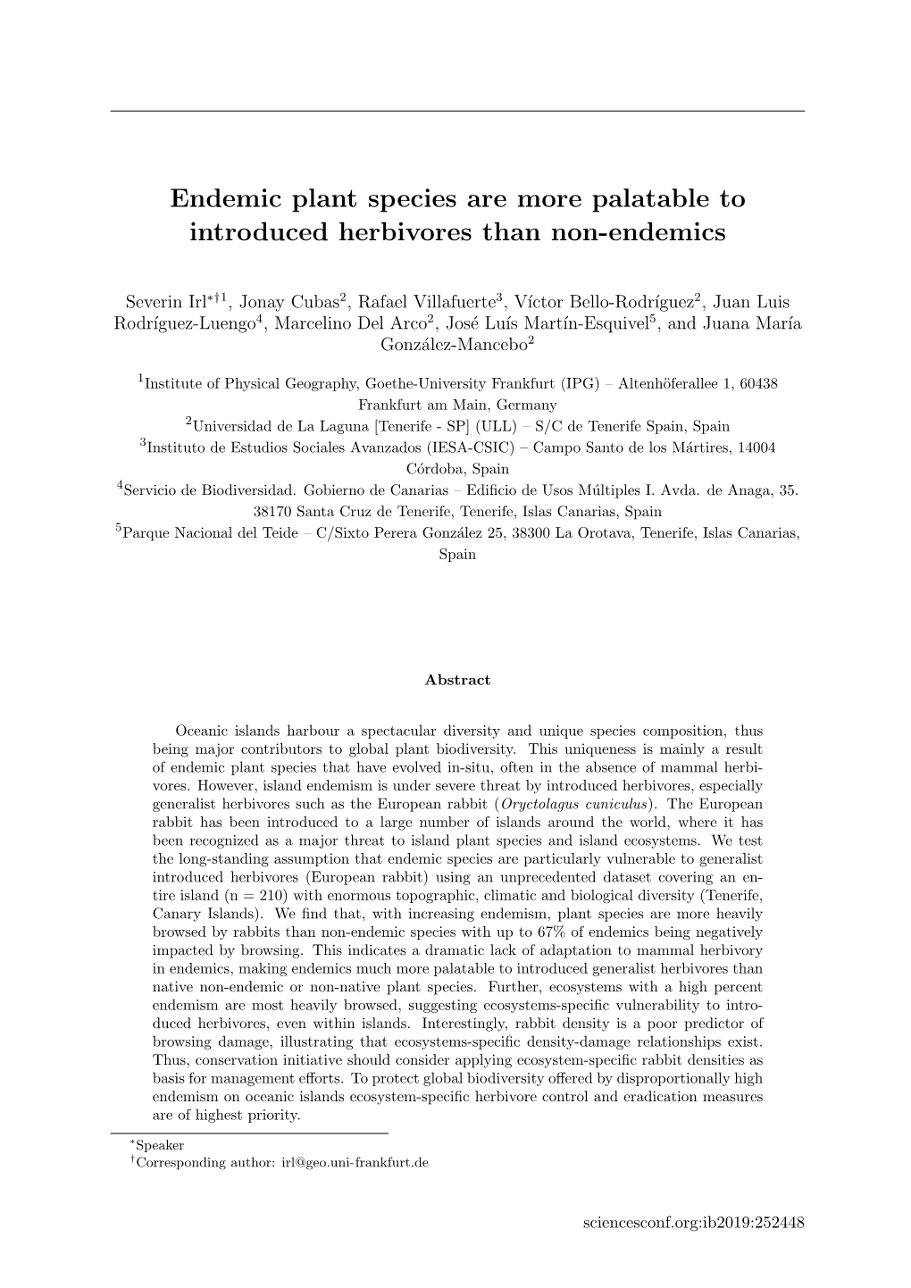 Endemic Plant Species Are More Palatable to Introduced Herbivores Than Non-Endemics