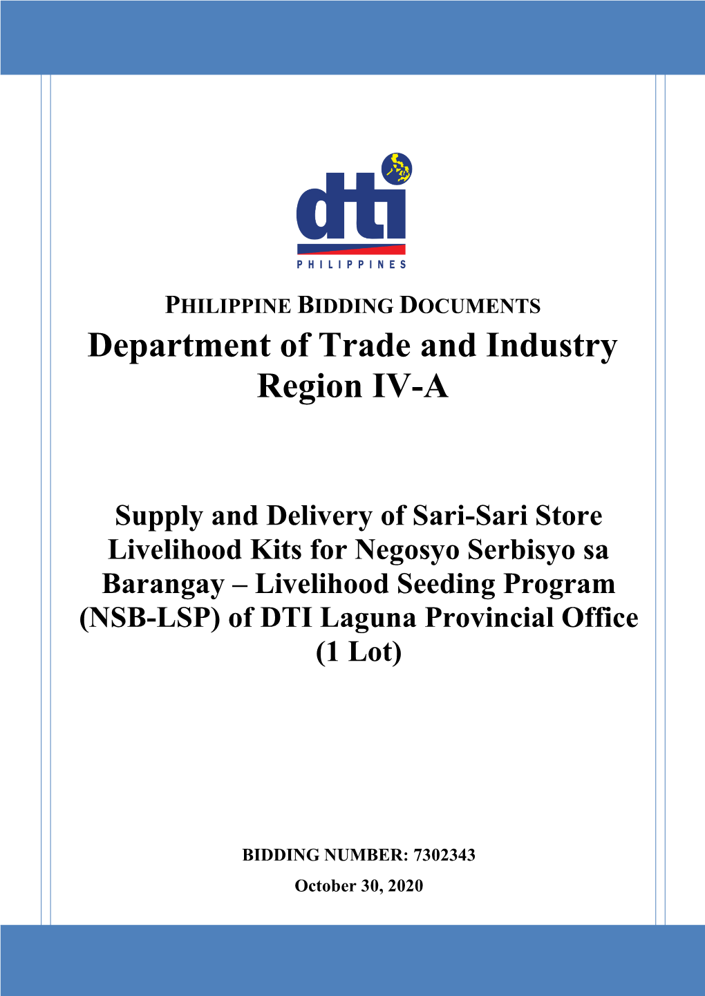 BIDDING DOCUMENTS Department of Trade and Industry Region IV-A