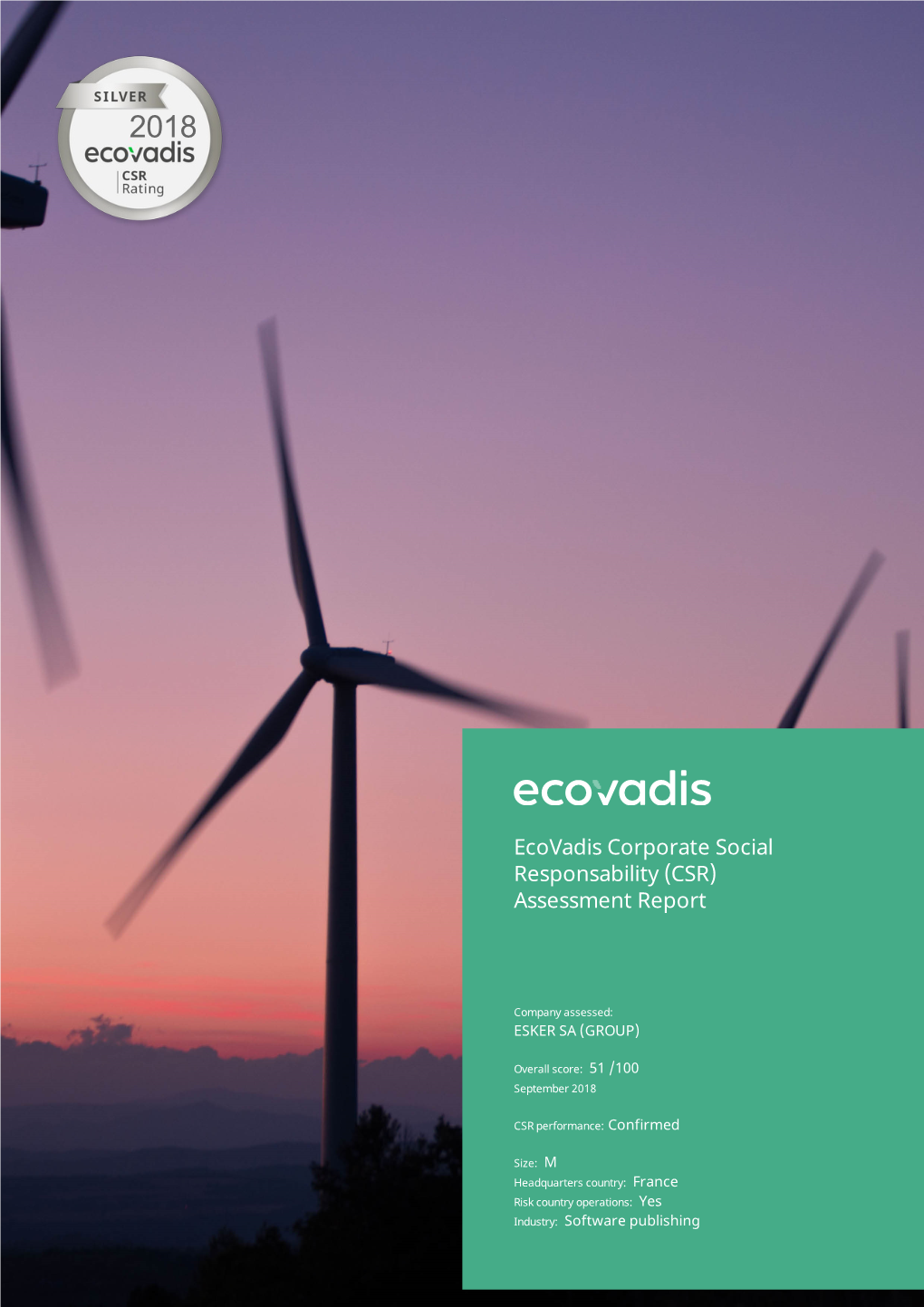 Ecovadis Corporate Social Responsability (CSR) Assessment Report