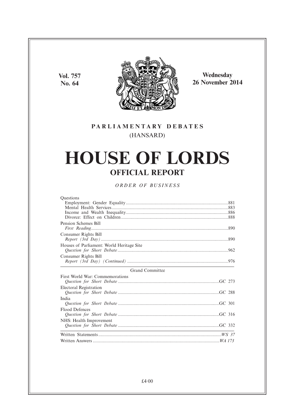 House of Lords Official Report